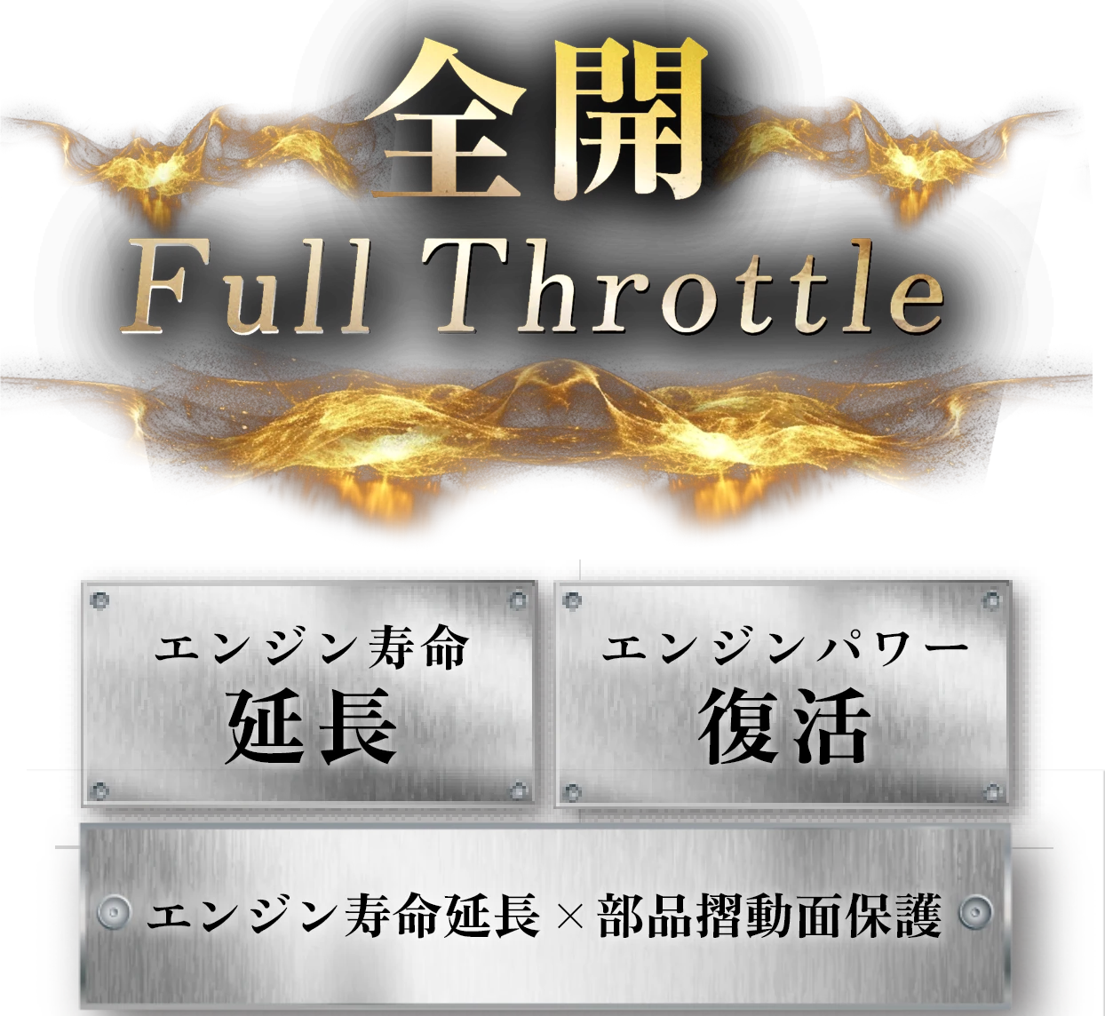 全開 -Full Throttle- エンジン寿命延長・エンジンパワー復活・部品摺動面保護